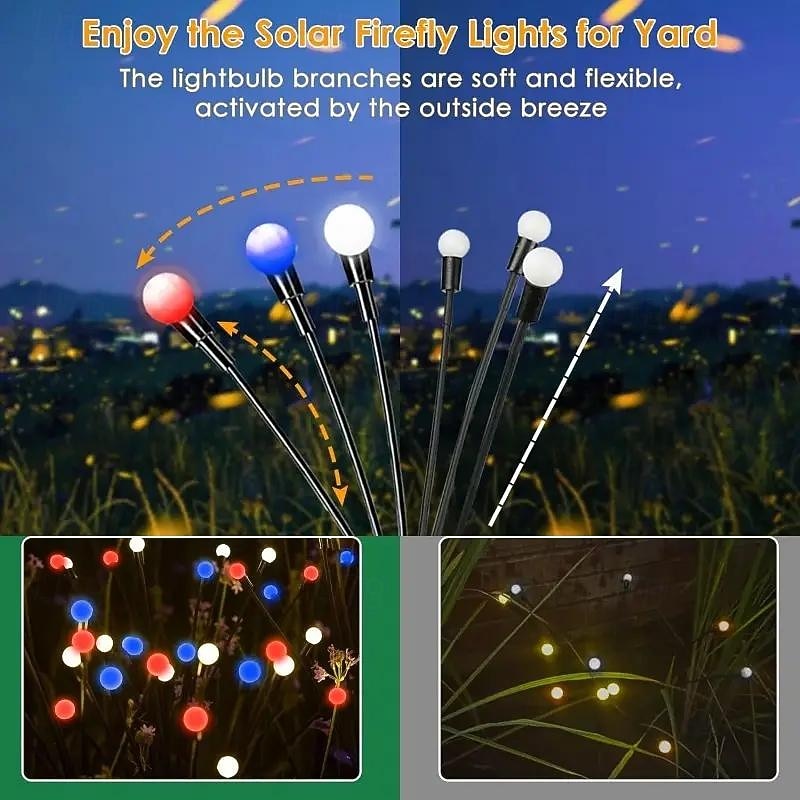 2pcs Patriotic Solar Firefly Lawn Light for 4th of July Independence Day 250th Anniversary Memorial Day, Decorative Garden Light Outdoor Waterproof Swaying Star Lights Garden Decoration 2026 - $34.99 –P5