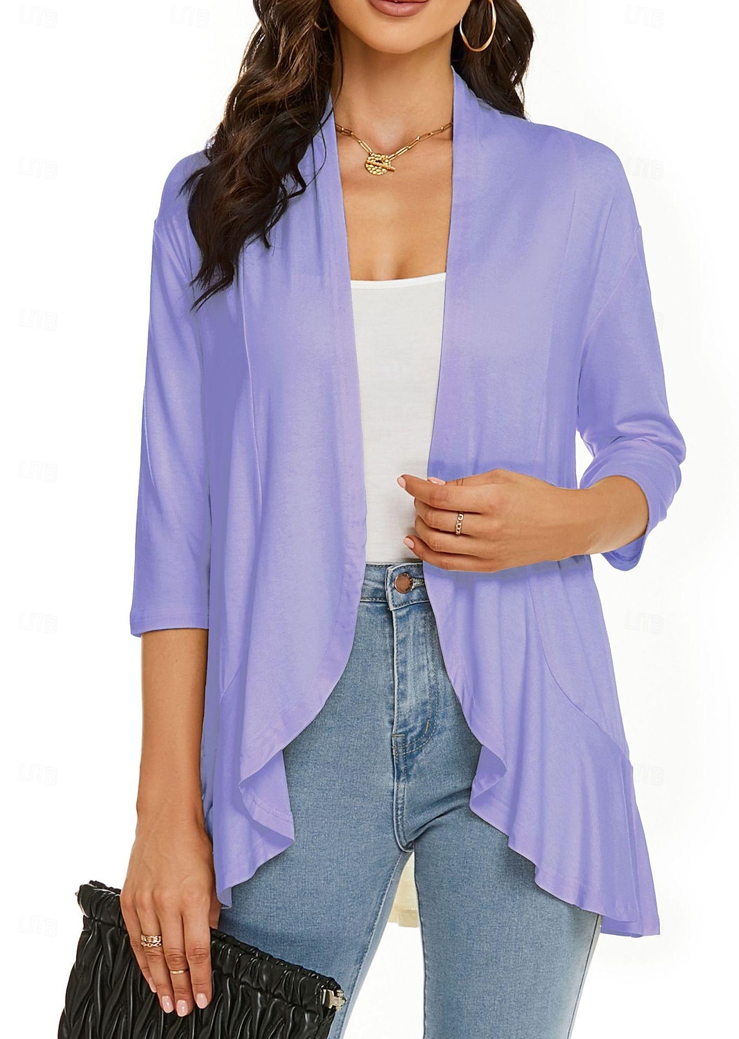 Shawls Women's Wrap Shrug Elegant Bridal 3/4 Length Sleeve Polyester Wedding Wraps With Pure Color For Party Spring & Summer 2025 - Kč559 –P12