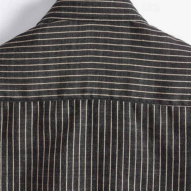 Per uomo Camicia Camicia Estiva Camicia casual Camicia da Spiaggia Camicia con Bottoni Camicie a righe Nero Manica Corta A righe Collo ripiegato Vacanza Camicia hawaiana Abbigliamento Poliestere Moda del 2025 a $21.99 –P7