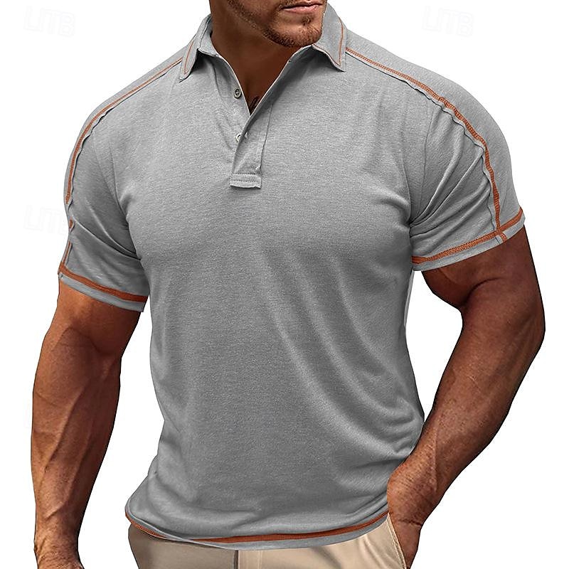 Herren Poloshirt Golfhemd Arbeit Geschäft Gerippter Polokragen Klassisch Kurzarm Basic Modern Feste Farbe Patchwork Taste Frühling Sommer Regular Fit Hellgrün Pink Blau Violett Khaki Grau Poloshirt 2025 - $22.99 –P1