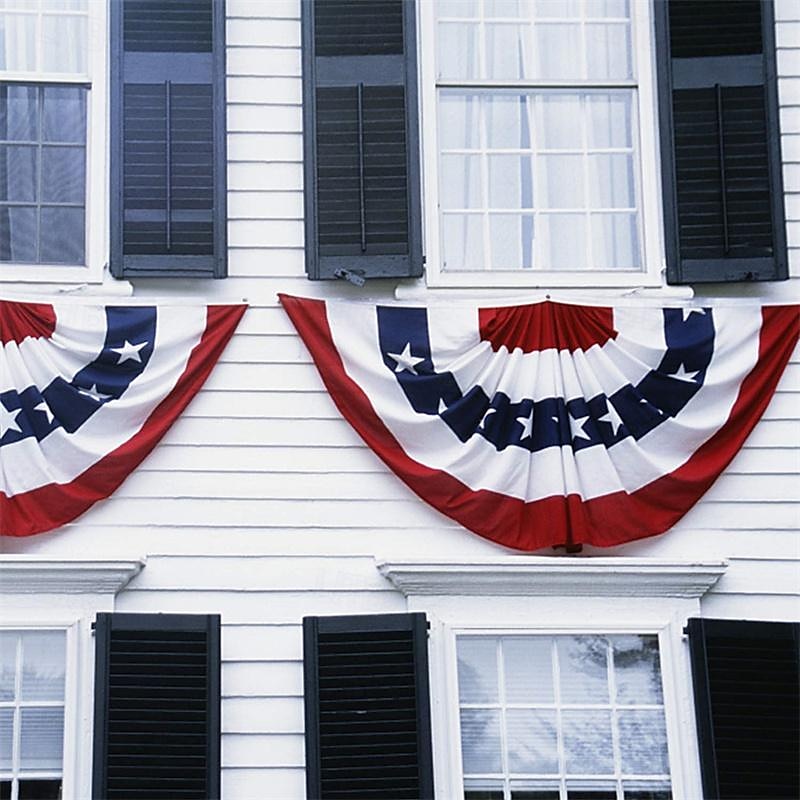 usa patriotisk plissert vifteflagg - 2 stk amerikansk us flagg bunting banner patriotisk bunting flagg stjerner og striper flagg bunting for minnedag den 4. juli og arbeidsdagen 2025 - $29.99 –P5