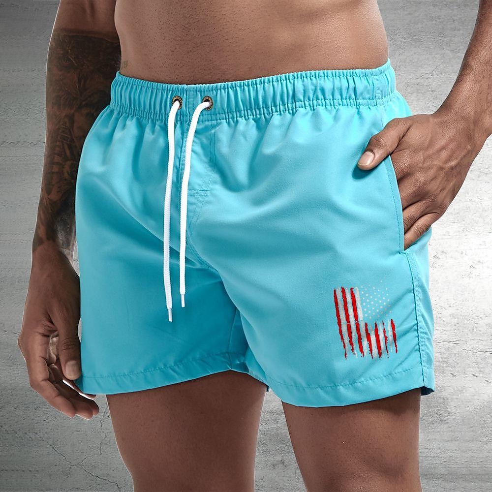 Homens Bermuda de Surf Shorts de Natação Calção Justo de Natação Com Cordão com forro de malha Cintura elástica Bandeiras Conforto Secagem Rápida Curto Feriado Praia Final de semana Moda Casual Preto de 2025 por $13.99 –P2