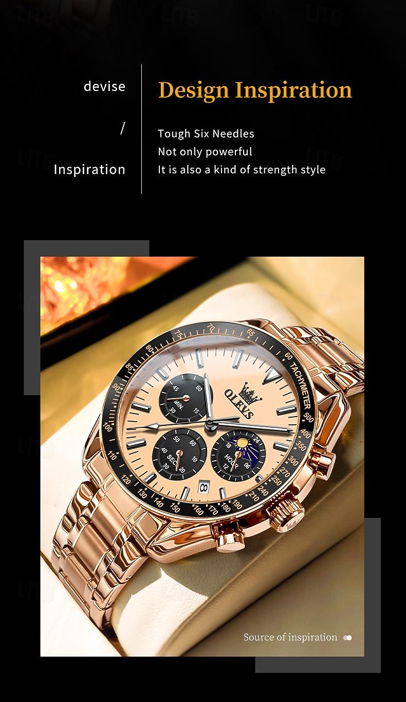 OLEVS Men Quartz Watch Outdoor Fashion Casual Wristwatch Luminous Calendar Waterproof Decoration Steel Watch 2026 - $42.99 –P2