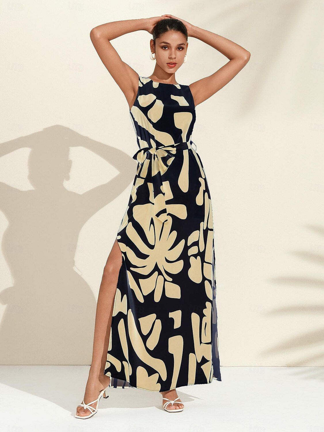 Femmes Robe Décontractée Robe Ample Noir Blanche Sans manches Motif Floral Imprimé Ample Printemps & Été Tour Décontracté Quotidien Occasionnel Vacances S M L de 2025 ? $71.99 –P17