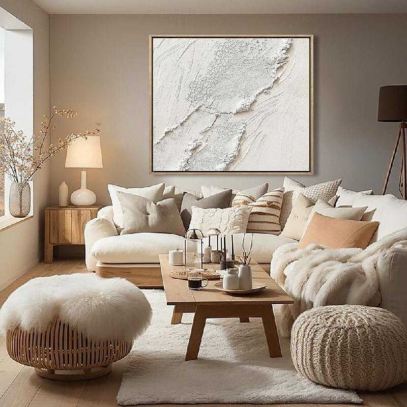 Oversized painted  white 3D textured painting picture on canvasabstract art handmade abstract art boho abstract art painting hand painted  white 3D modern textured painting picture 2025 - $158.99 –P11