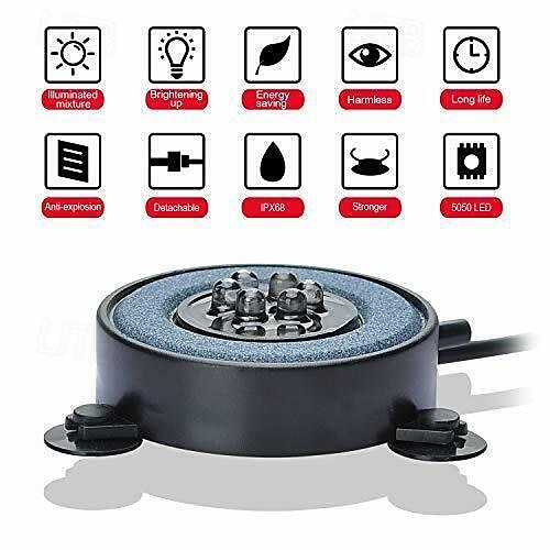 1pc LED Aquarium Air Bubble Light Fish Tank Air Curtain Bubble Stone Disk with 6 Color Changing LEDs US/EU/AU/UK Plug 2025 - $17.99 –P2