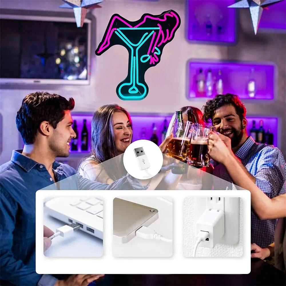 Oktoberfest Cocktail USB Neon LED Sign Light, Luminous Styling Neon Light Beer Bar Club Acrylic Neon Light for Hotel Bar Cafe Birthday Party Teen Room Wall Decoration Light Sign 1PC 2025 - $97.99 –P8