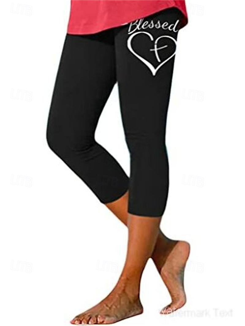 Women's Capri shorts Casual Daily Calf-Length Heart Floral Print Breathability Comfortable Inelastic Weekend Black 2# Black Blue Green Summer Regular Fit 2025 - $13.99 –P2