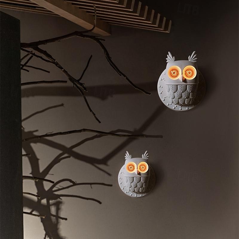 светодиодный настенный светильник для внутреннего освещения, теплый белый, 28/40 см, e27, винтажный, белый, настенный светильник с совой, декоративный светильник, 2 лампы, настенный светильник из 2025 - $182.99 –P7