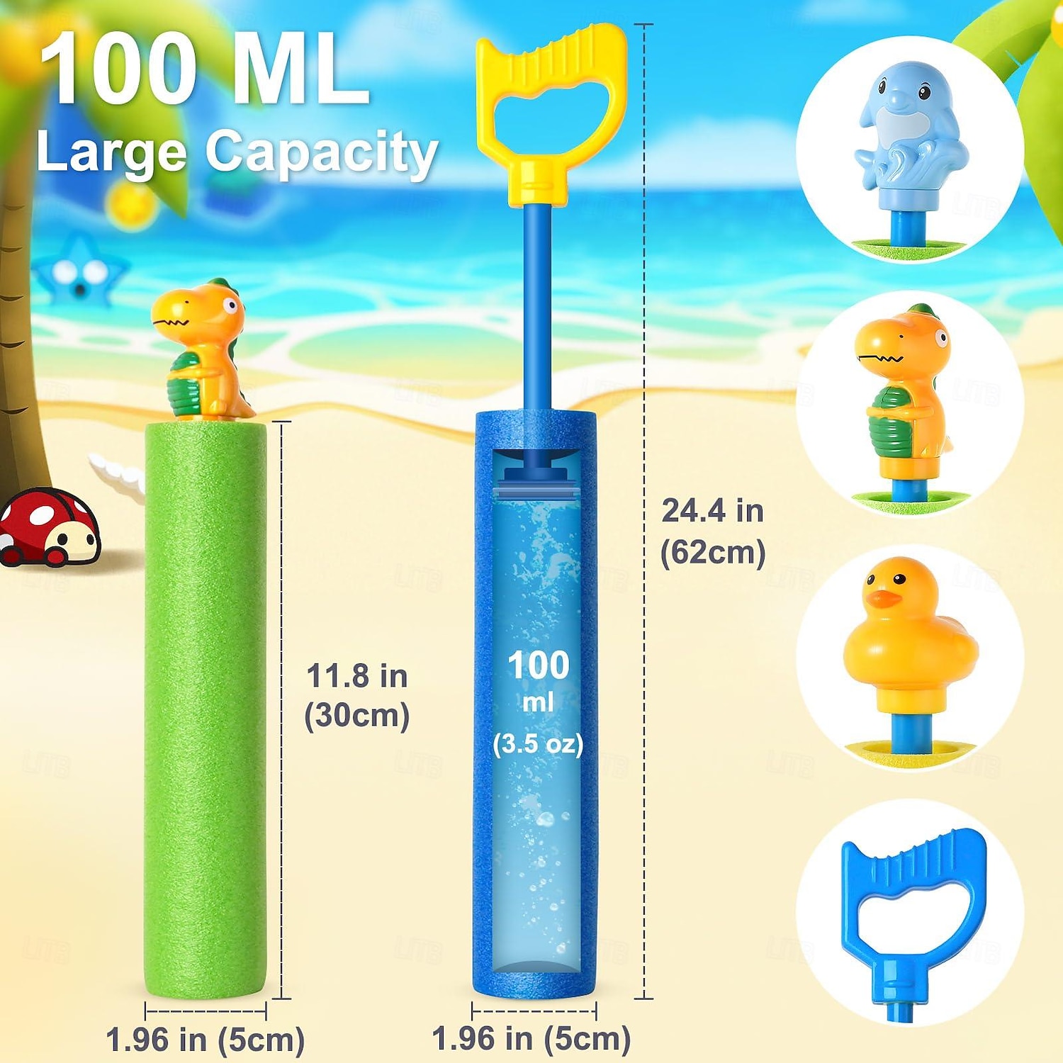Mino Plus 2 stuks Prank Gun waterpistool, omgekeerde waterpistolen, sproeien van voor en achter, grappig waterpistool voor volwassenen en kinderen
