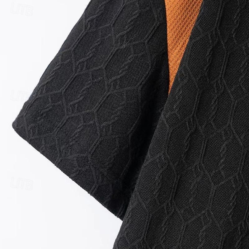 Voor heren Kabelgebreide polo Met Textuur liiketoiminta Actief Polo kraag Korte mouw Modieus Modern Effen Kleur Netstof Gebreid Zomer Lente Normale pasvorm Abrikoos Zwart Wit Licht Grijs 2026 - $21.99 –P3