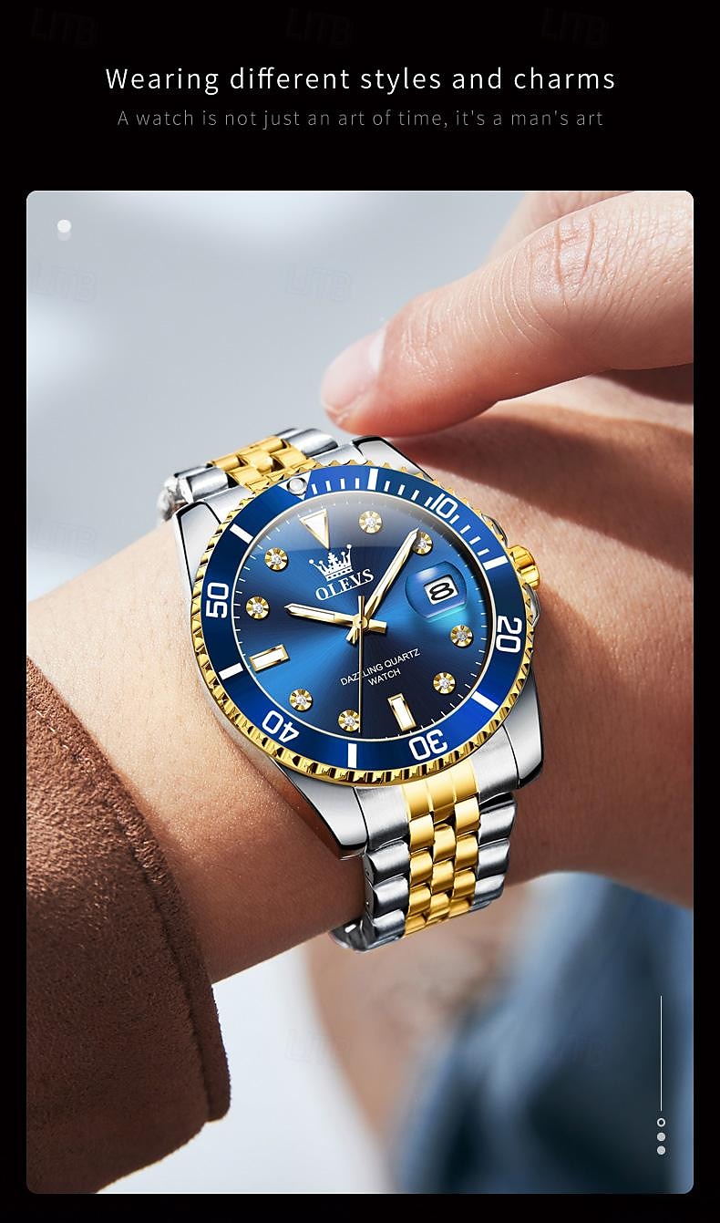 OLEVS Heren Quartz Horloge Buiten Sport Mode Polshorloge Luminieuze Kalender Waterdicht Decoratie Stalen Horloge 2026 - $39.99 –P4