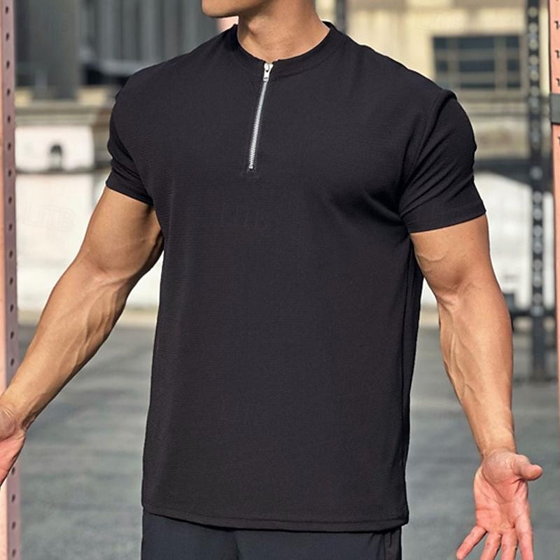 Hombre Camiseta Running Cremallera de un cuarto Manga Corta Camiseta Casual Ropa Deportiva Transpirable Suave Entrenamiento de gimnasio Corriendo Paseo Ropa de deporte Ropa de Deporte Color sólido 2025 - $18.49 –P7