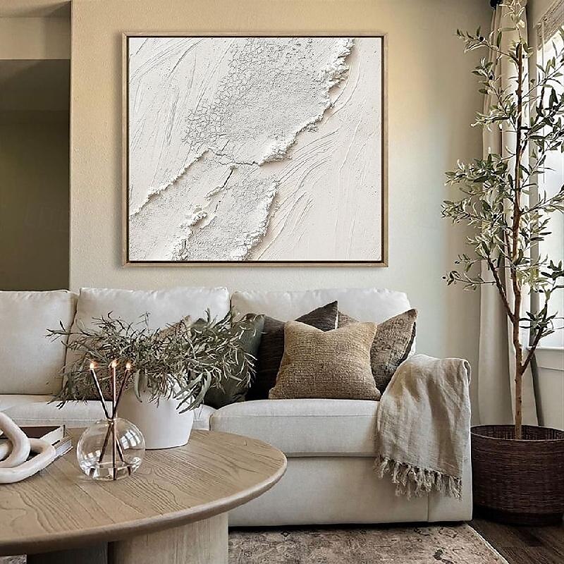 Oversized painted  white 3D textured painting picture on canvasabstract art handmade abstract art boho abstract art painting hand painted  white 3D modern textured painting picture 2025 - $158.99 –P14