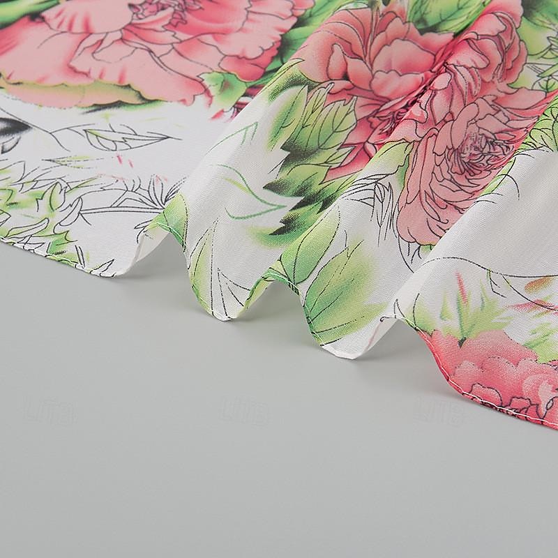 Women's Rectangle Scarf Street Daily Date Grey Yellow Scarf Floral 2025 - $7.49 –P5