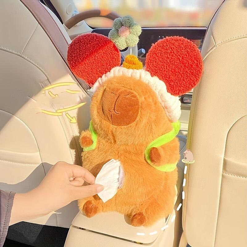 2025年 1個の多機能車用ゴミ箱ティッシュボックスかわいいカピバラデザインの車内収納アクセサリーで車を清潔に整理整頓できます。  コレクション – $35.99 –P3