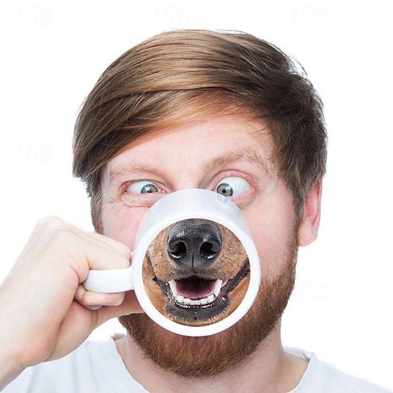 Caneca de cerâmica com nariz de porco, caneca de cerâmica com nariz de cachorro, xícara de café, chá, leite, bebida, presente engraçado e exclusivo, 400 ml de 2025 por $9.99 –P1