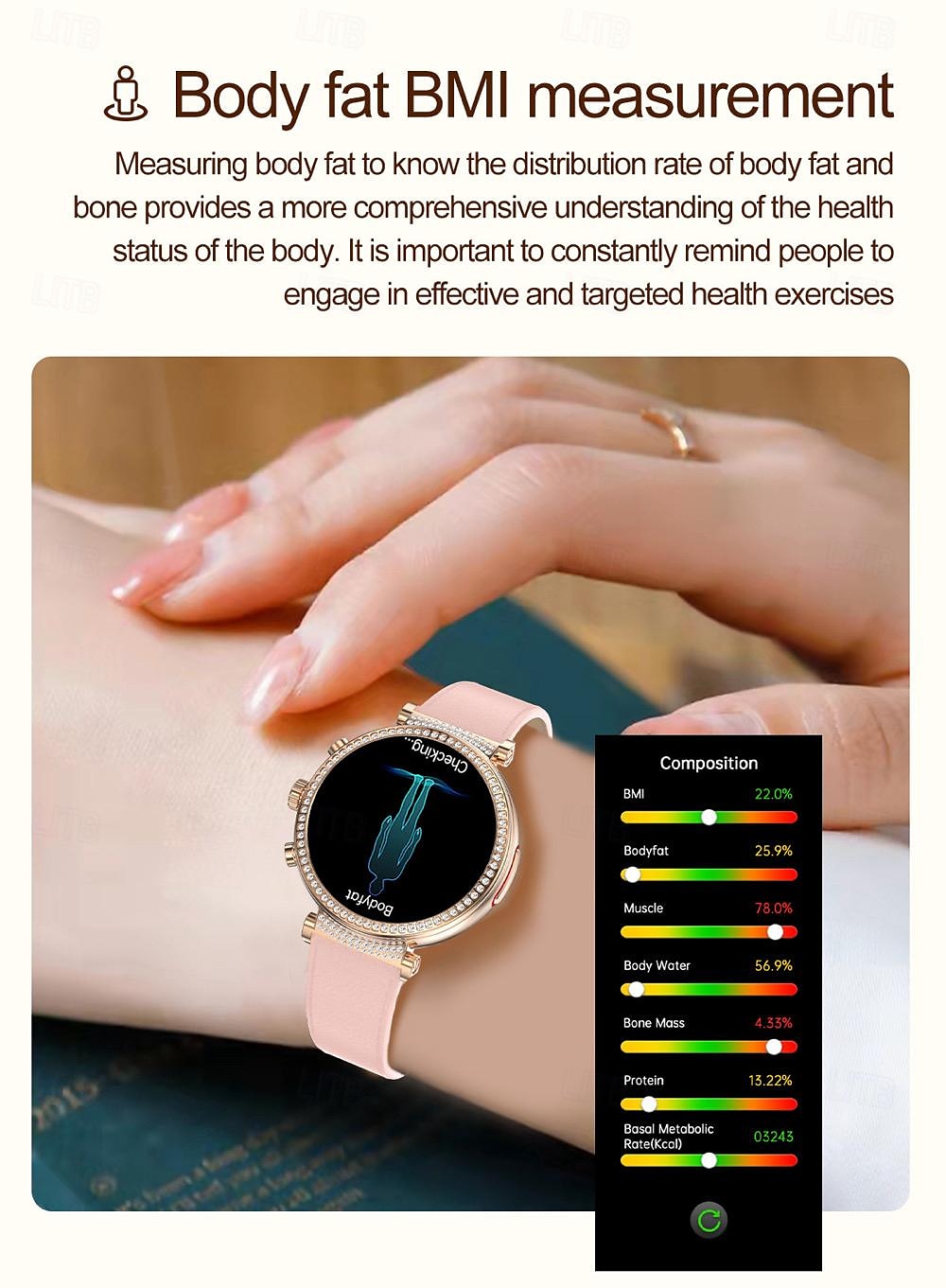 2025年 696 TK28 スマートウォッチ 1.27 インチ スマートブレスレット ブルートゥース ECG + PPG 歩数計 着信通知 と互換性があります Android iOS 女性 ハンドフリーコール メッセージ受信通知 IP 67 41mmの時計ケース コレクション – $75.99 –P7