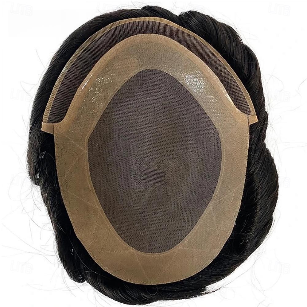 miesten toupee hieno mono intialainen hiusperuukki edessä sveitsiläinen pitsi kapillaariproteesi kestävä remy hiuslisä luonnollinen hiusjärjestelmäyksikkö 6x8 7x9 7x10 8x10 2025 - $180.99 –P2