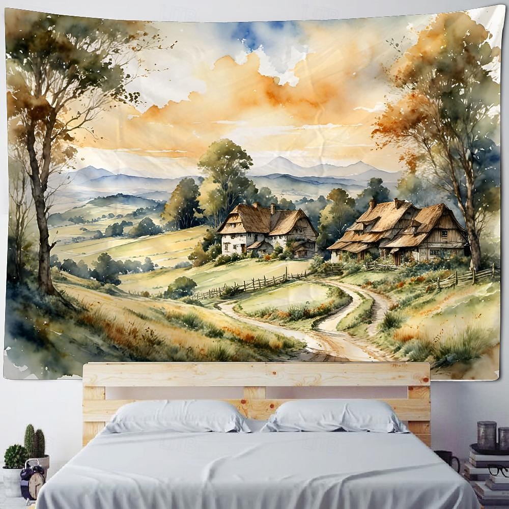 Природа сельской местности вид висит гобелен стены искусства большой гобелен фреска декор фотография фон одеяло занавеска дома спальня гостиная украшения фермерский дом 2026 - $17.99 –P11
