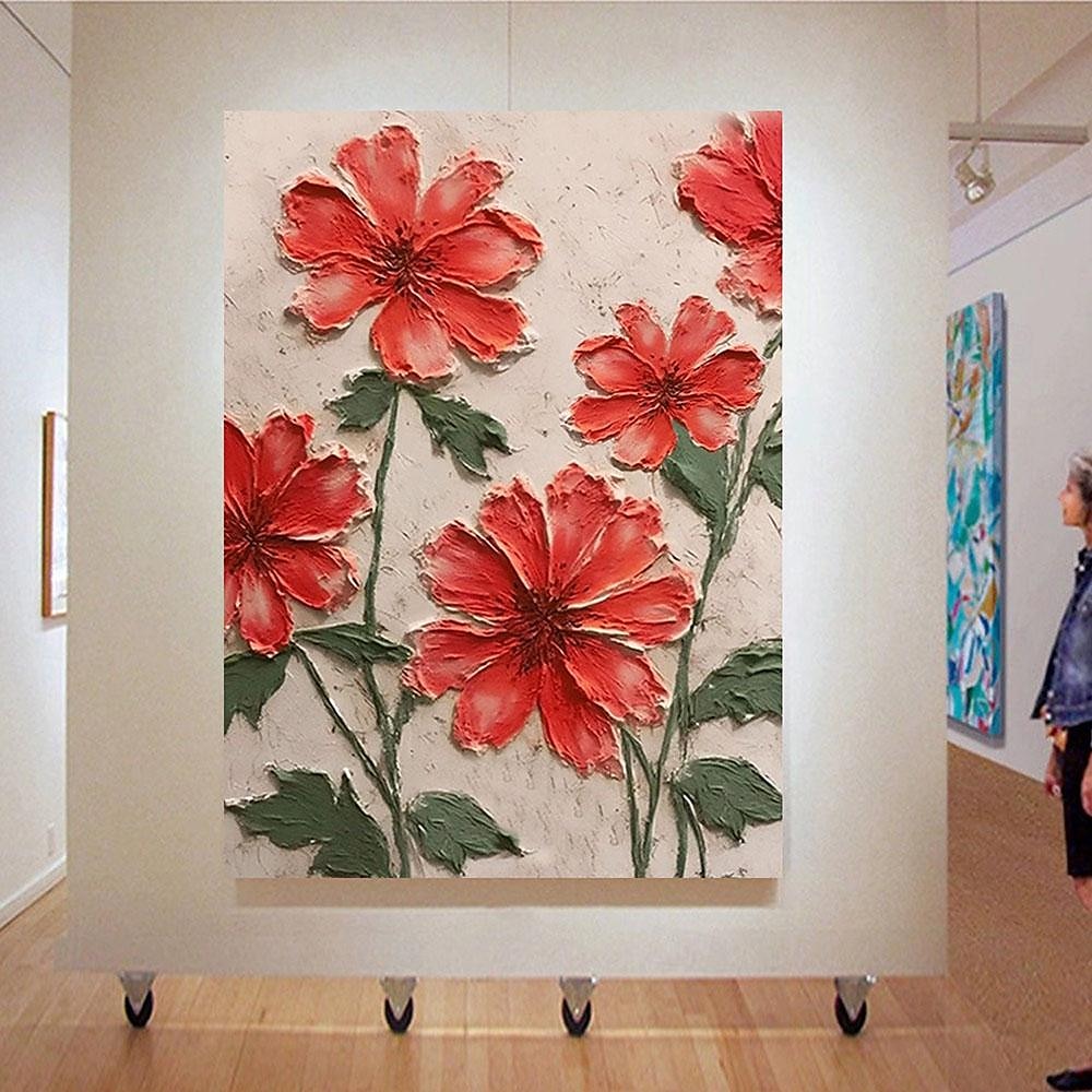 ręcznie malowane 3d teksturowane czerwony kwiat malarstwo ręcznie robione czerwone kwiaty malowanie 3d teksturowane czerwony kwiat obraz olejny wall art impresjonistyczny obraz na płótnie do sypialni 2025 - $116.99 –P7