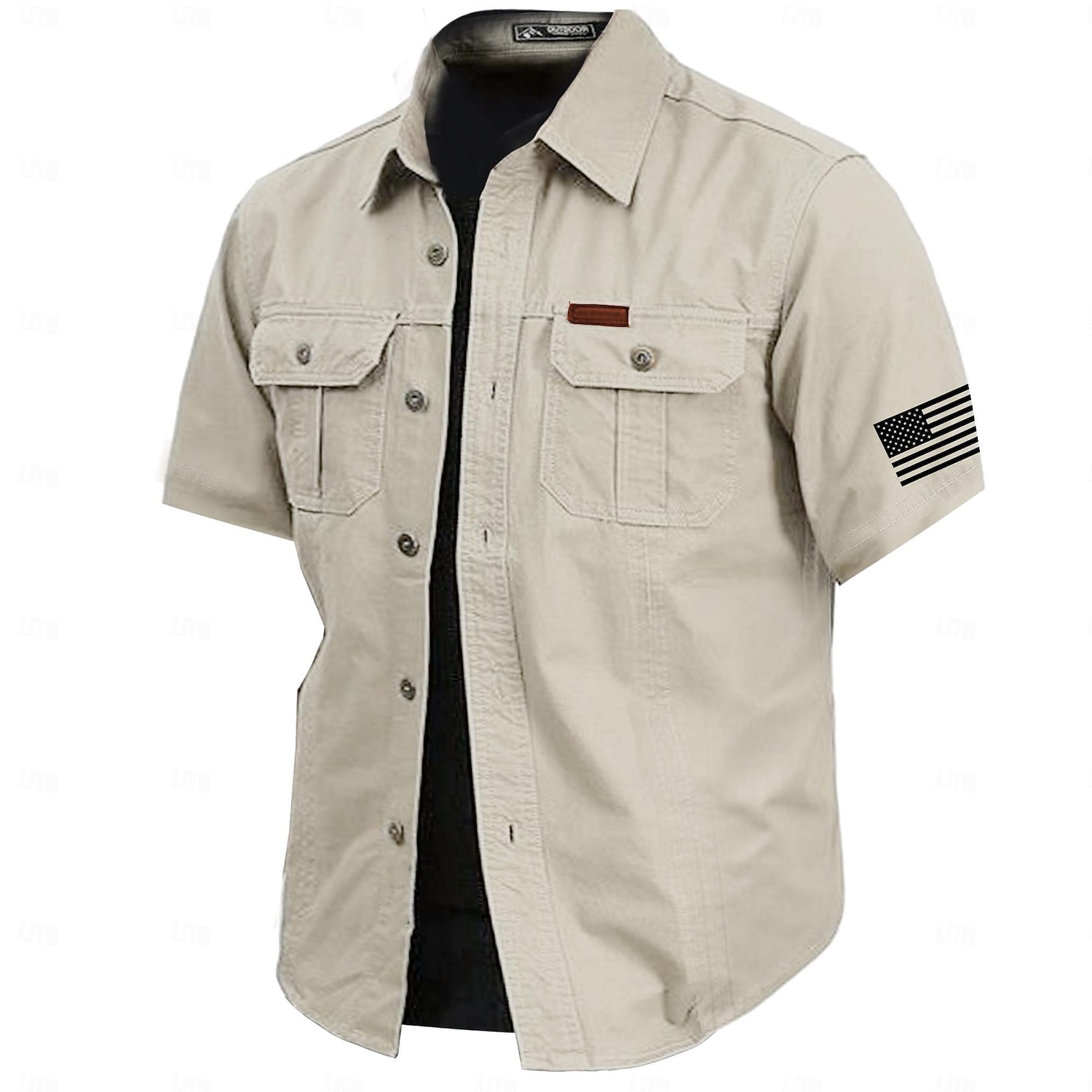 Per uomo Tinta unica Camicia da lavoro Camicia Western Camicia cargo Manica Corta Casual Pantaloni Tattici Vacanza Quotidiano Uscire Estate Collo ripiegato Bavero Tasca Verde militare Bianco sporco del 2026 a $27.99 –P5