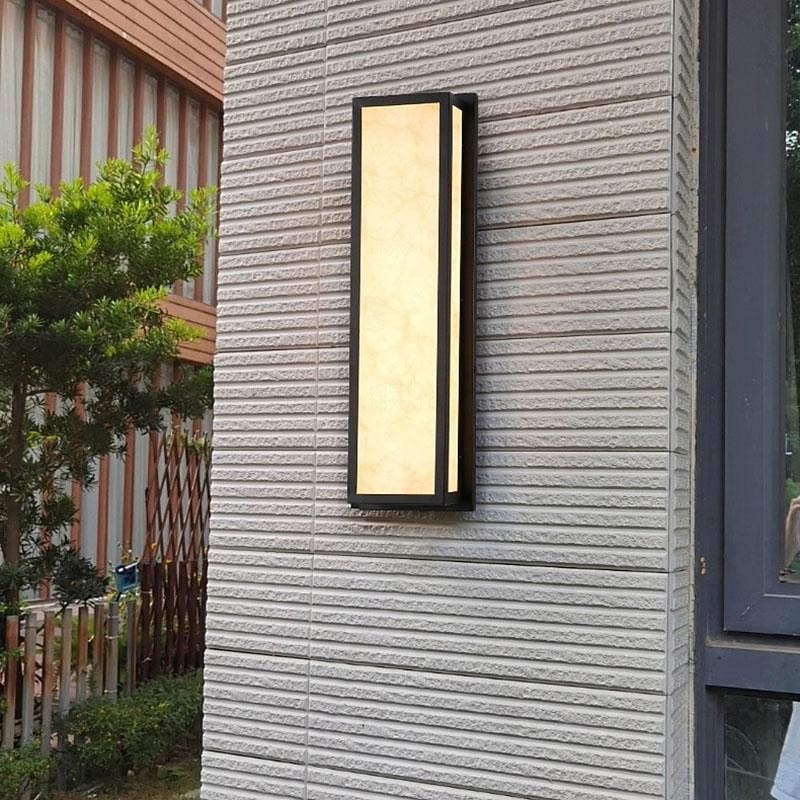 Aplique de pared exterior LED blanco cálido 42/63 cm 20 W IP65 apliques modernos iluminación de pared lámpara de patio luces rectangulares negras lámpara de pared de mármol para patio, porche, garaje 2026 - $366.53 –P5