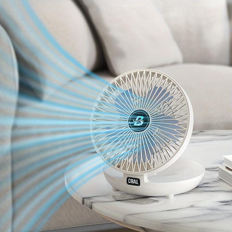 přenosný nástěnný stolní ventilátor-3 rychlosti, tichý bezkomutátorový motor, stolní malý ventilátor usb typ-c nabíjení, skládací vzduchový chladič pro domácnost, kancelář a cestování 1ks 2025 - $20.99 –P2