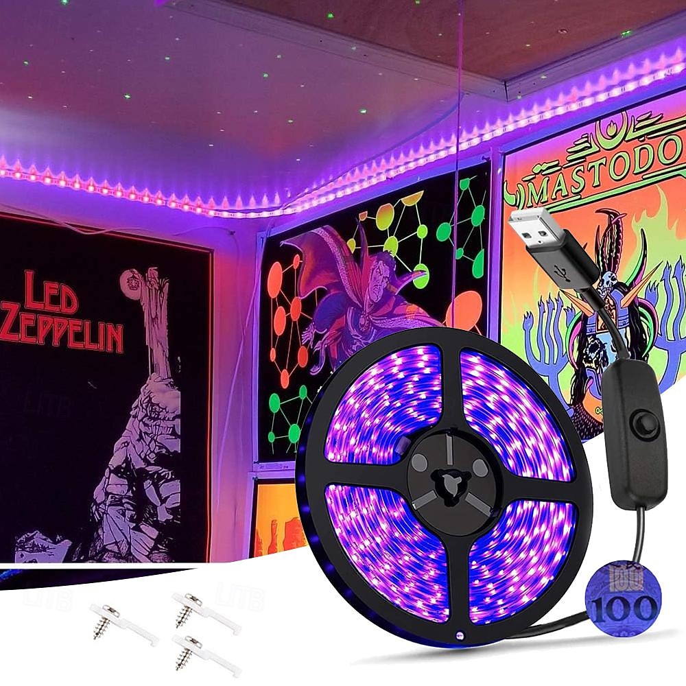1 m 2m 3M Tiras LED Flexibles 60-300 LED 2835 SMD 8 mm 1 conjunto de soporte de montaje 1 juego Morado Tiras de Luces LED Víspera de Todos los Santos Al Aire Libre Impermeable Alimentado por USB 2025 - $8.49 –P1