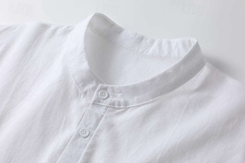 Hombre Camisa Camisa de cuello chino Camisa de cuello mandarín Camisa de manga corta Camisa casual Plano Vacaciones Calle Blanco Amarillo Azul cielo Verde Trébol Manga Corta Cuello alto Verano Ropa 2025 - $19.49 –P4