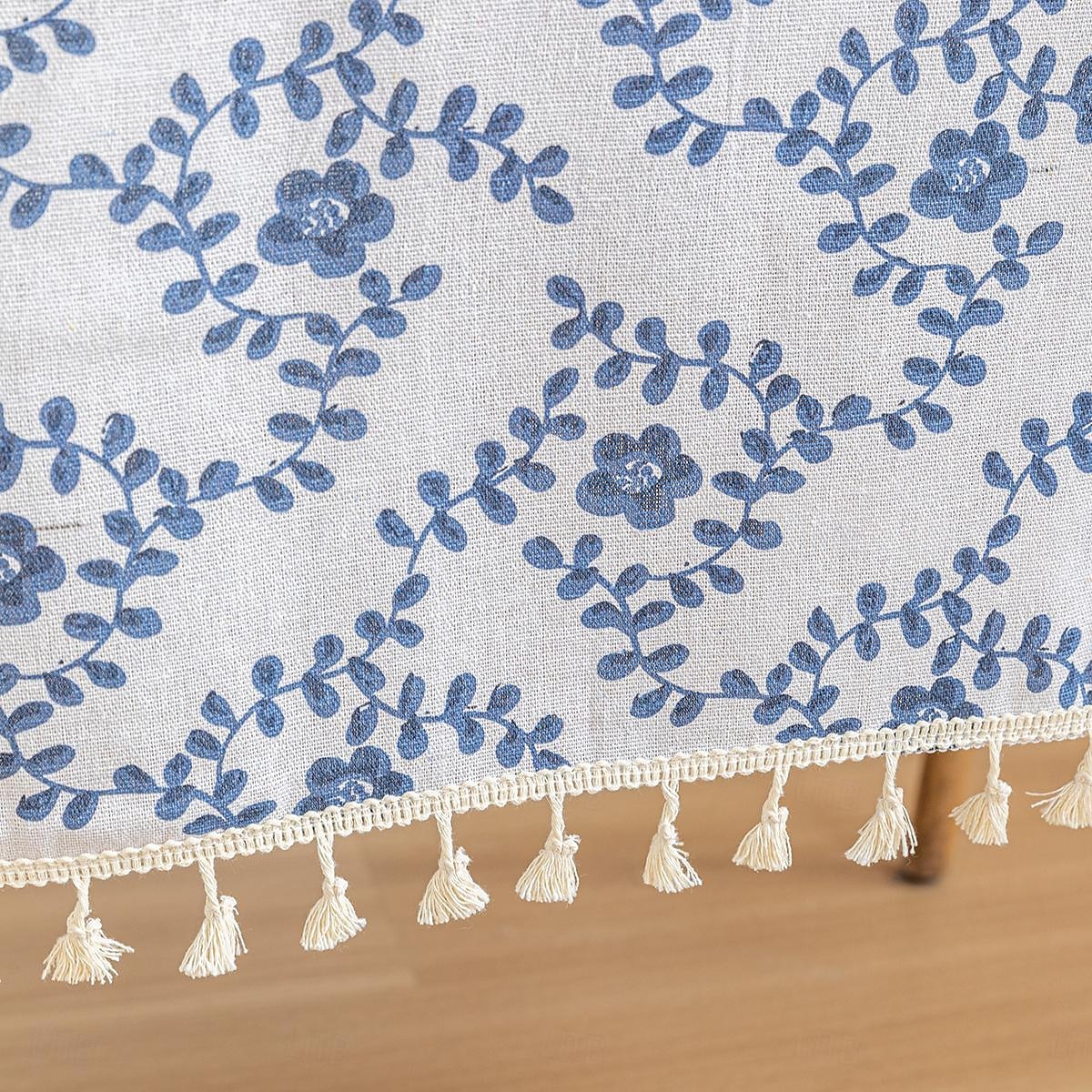 Mantel flecos 100% algodón con borla planta floral 2025 - $10.99 –P1
