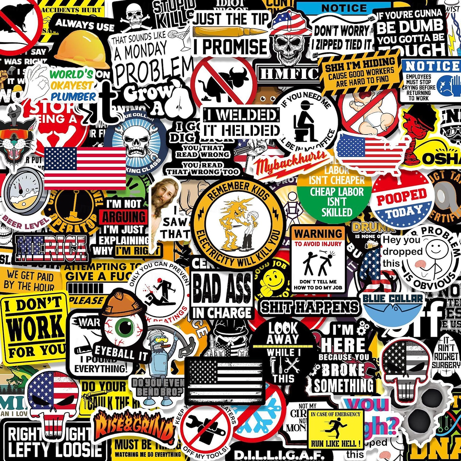 150 Pcs Hard Hat Stickers (Dairy) for Tool Box Helmet Funny Stickers for Adults Joke Meme Vinyl and Waterproof Stickers for Mechanics Electricians Union Oil Field Army 2025 - $13.99 –P1