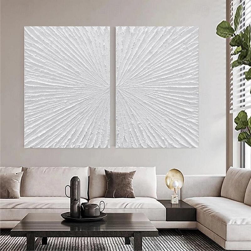 ručně malovaná abstraktní minimalistická monochromatická olejomalba ruční triptych umění na plátně bílá texturovaná olejomalba minimalistická nástěnná malba nástěnná malba 2025 - $125.99 –P5