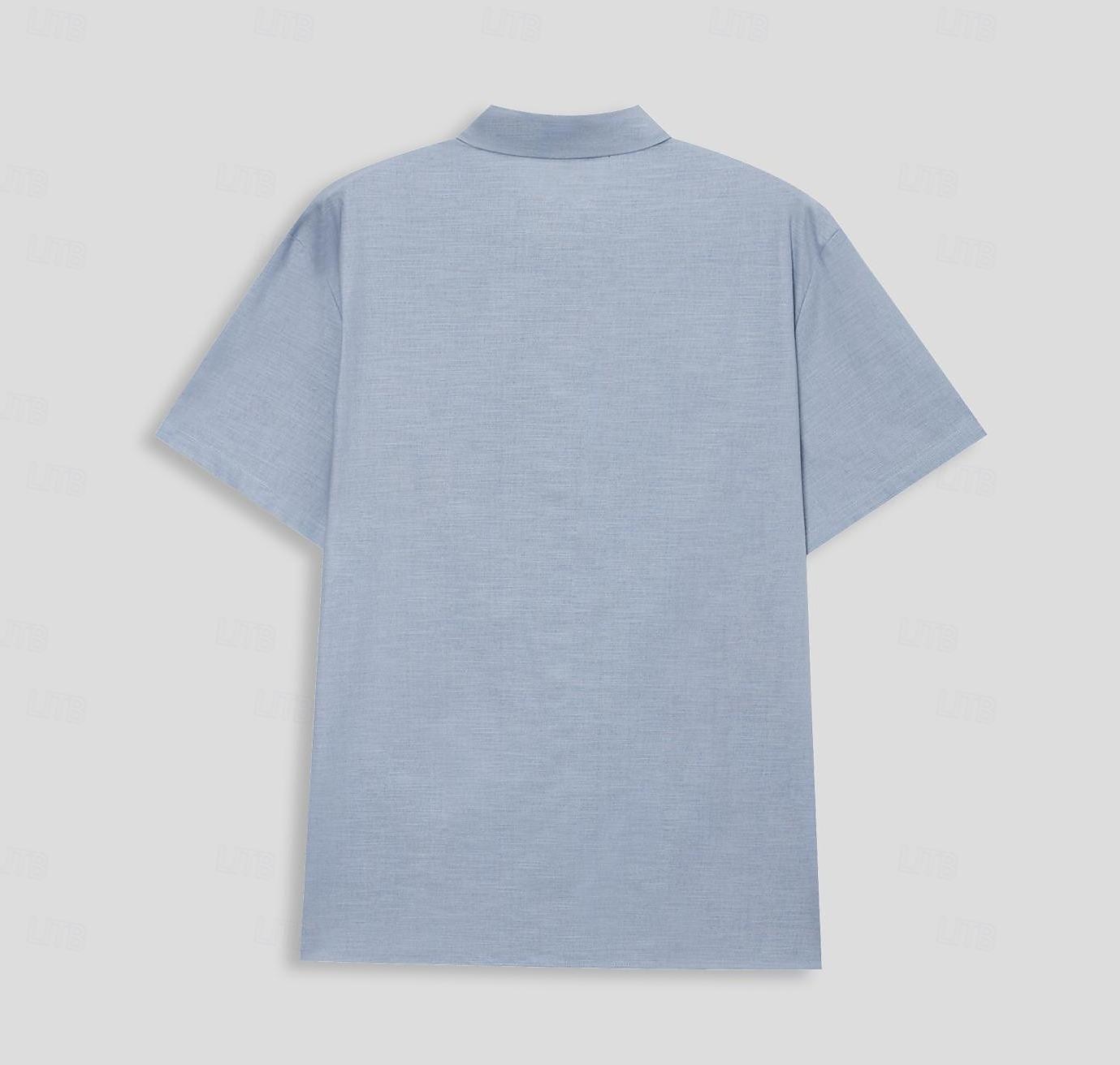 Per uomo Parola / Frase Camicia in cotone e lino Camicia con Bottoni Manica Corta Casual Casuale Athleisure Estate Collo ripiegato Bottoni Blu Grigio del 2025 a $5.49 –P6