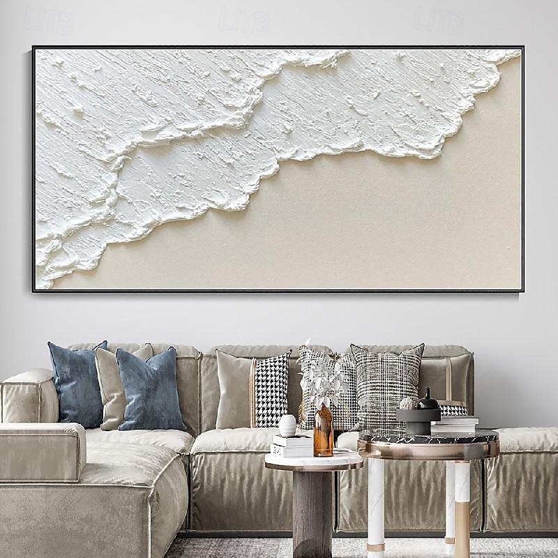 weiße Wellen abstrakte Malerei handgemachte weiße Wand Kunst horizontale Malerei Kunst weiß strukturierte Welle Malerei Wand Kunst weiß Leinwand Ölgemälde Wand Kunst weiß abstrakte Ozean Wand Kunst 2025 - $69.99 –P13