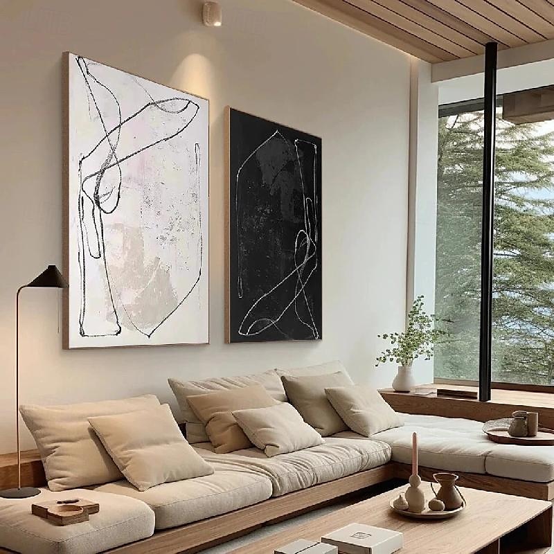 černobílá olejomalba wabi sabi abstraktní malba ruční malba na zeď umělecká díla obrázek moderní abstraktní olejomalba geometrické postavy malba nástěnné umění pro domácnost 2025 - $116.99 –P5