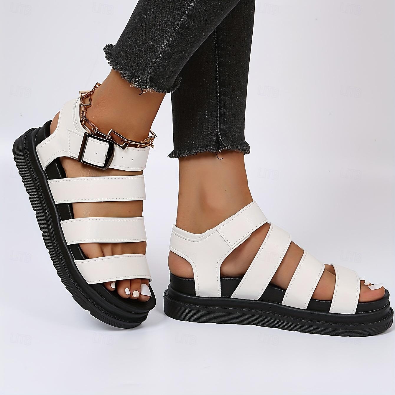 Women's Black Gladiator Sandals – Chunky Platform Summer Shoes with Adjustable Straps, Stylish & Comfortable for Casual Outings & Beach Wear 2025 - $26.99 –P9