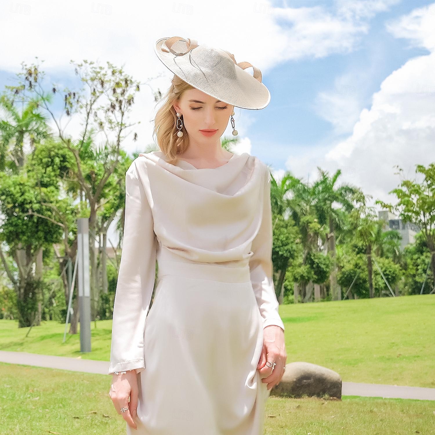 pannebånd hatter lin bowler / cloche lue bøtte lue solhatt bryllup teselskap elegant bryllup med fjær sløyfe hodeplagg hodeplagg 2025 - $50.99 –P5