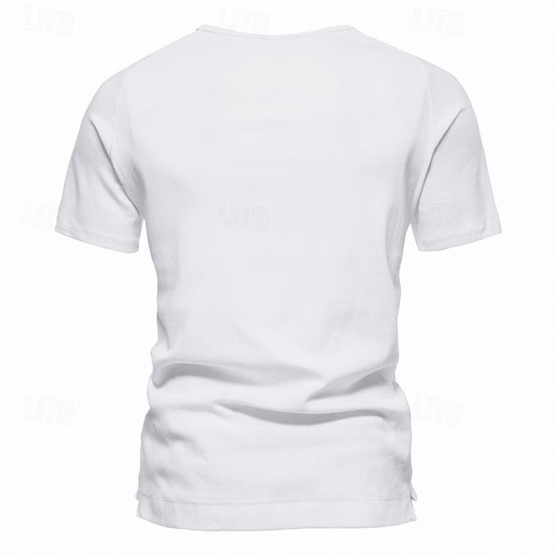 Pánské Tričko s knoflíkem Tričko Tričko Henley Trička Krátký rukáv Henley Jaro léto Bez vzoru Pit Strip Módní Designové Základní Dovolená ulice Jdeme ven Černá Bílá Námořnická modř Top tričko pro muže 2025 - $20.99 –P3