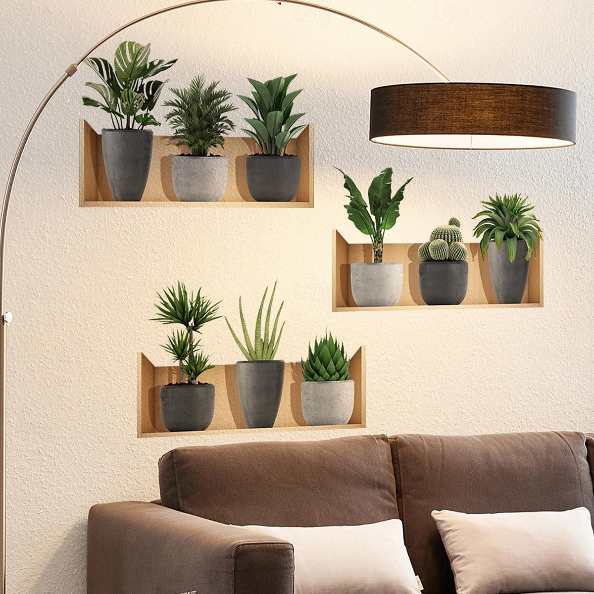 Self-Adhesive 3D Plant Wall Stickers - Waterproof, Dirt-Resistant, Easy Peel-and-Stick Decals for Living Room, Bedroom, Kitchen, and Office - Transform Your Home 2025 - $9.49 –P6