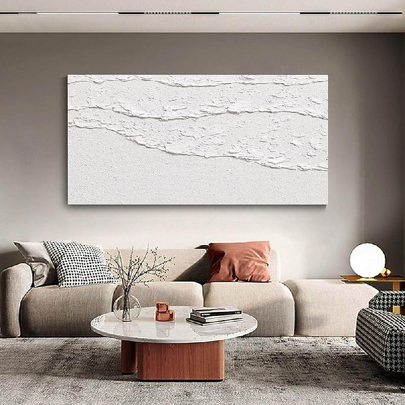 weiße Wellen abstrakte Malerei handgemachte weiße Wand Kunst horizontale Malerei Kunst weiß strukturierte Welle Malerei Wand Kunst weiß Leinwand Ölgemälde Wand Kunst weiß abstrakte Ozean Wand Kunst 2025 - $69.99 –P3