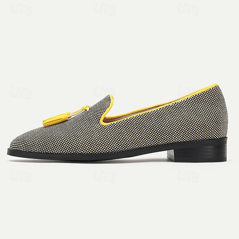 Homme Mocassins et Slip On Mocassins de confort Nylon Microfibre Confortable Antidérapantes Mocassins Noir / Jaune de 2025 ? $54.99 –P1