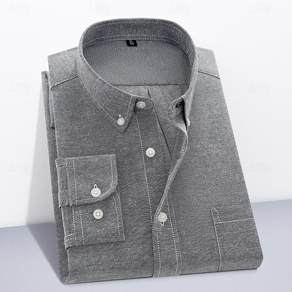 Voor heren Overhemd Button-down overhemd Oxford overhemd Effen Bruiloft Buiten Licht Blauw Zwart Wit Roze Lange mouw Strijkijzer Zomer Lente Kleding 2025 - $22.99 –P5