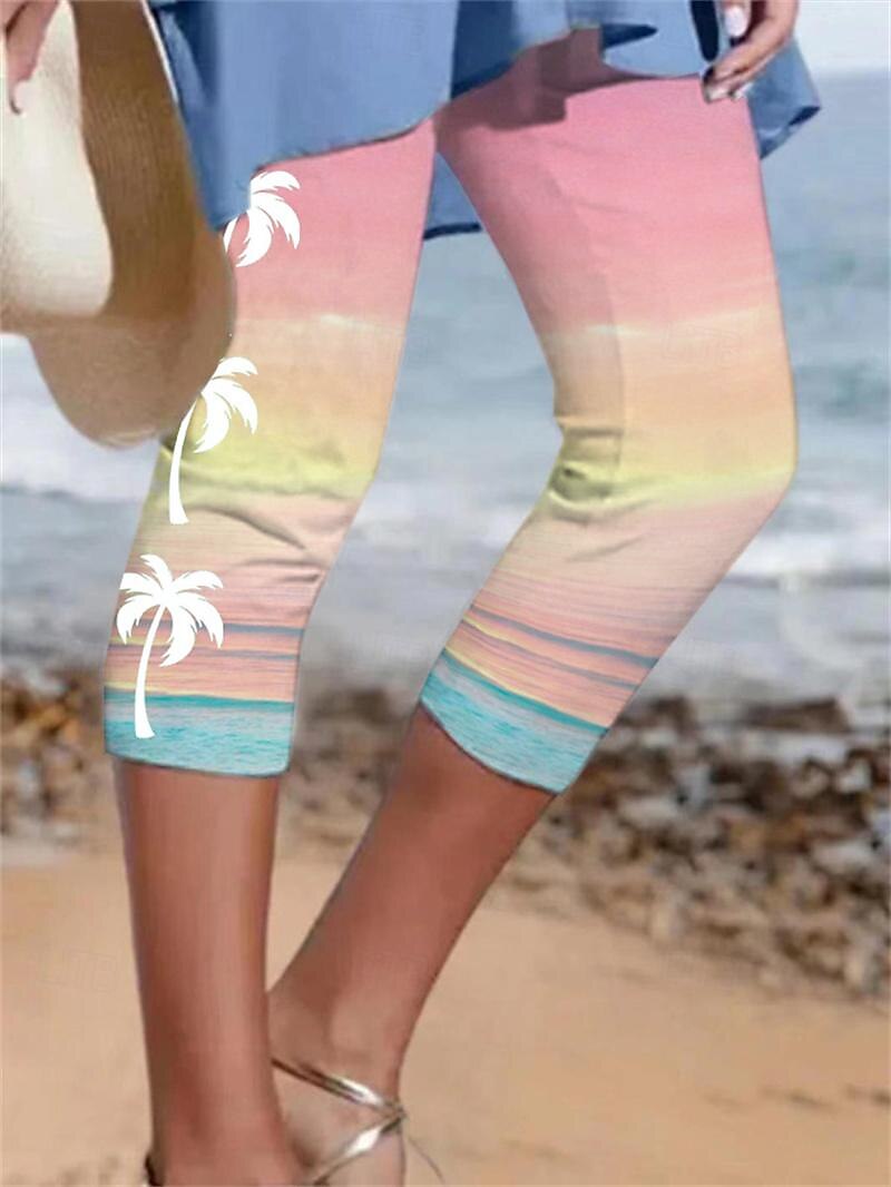 Femme short capri Casual Quotidien Mollet Arbre Imprimer Respirabilité Confortable Micro-élastique Vacances Fin de semaine Blanche Rose Claire bleu marine Bleu Eté Standard de 2025 ? $17.99 –P4