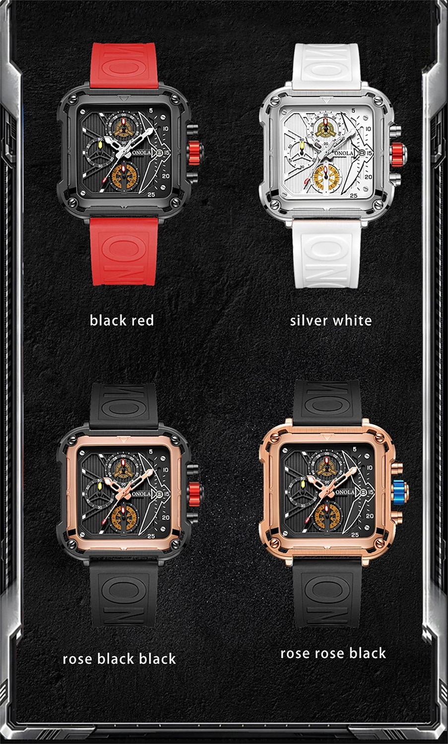 ONOLA Men Quartz Watch Creative Fashion Casual Wristwatch Luminous Calendar Waterproof Decoration Silicone Gel Watch 2025 - $52.99 –P12