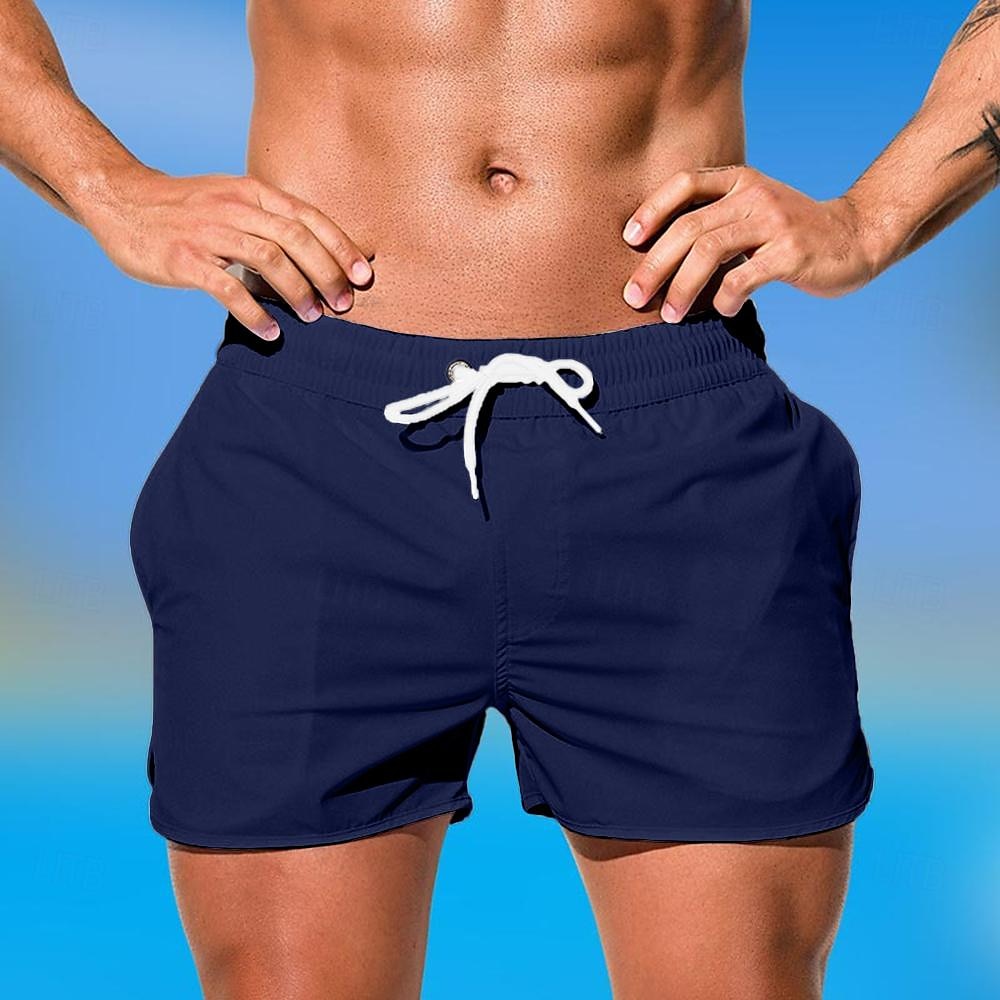 Homens Bermuda de Surf Shorts de Natação Calção Justo de Natação Com Cordão Cintura elástica Tecido Conforto Secagem Rápida Curto Feriado Praia Final de semana Moda Casual Preto Branco Micro-Elástica de 2025 por $10.49 –P12