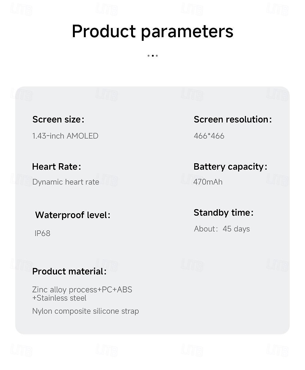 696 LC313 Εξυπνο ρολόι 1.43 inch Έξυπνο ρολόι Bluetooth ΗΚΓ + PPG Βηματόμετρο Υπενθύμιση Κλήσης Συμβατό με Android iOS Γυναικεία Άντρες Κλήσεις Hands-Free Υπενθύμιση Μηνύματος IP 67 Θήκη ρολογιού 46mm 2025 - $62.99 –P16