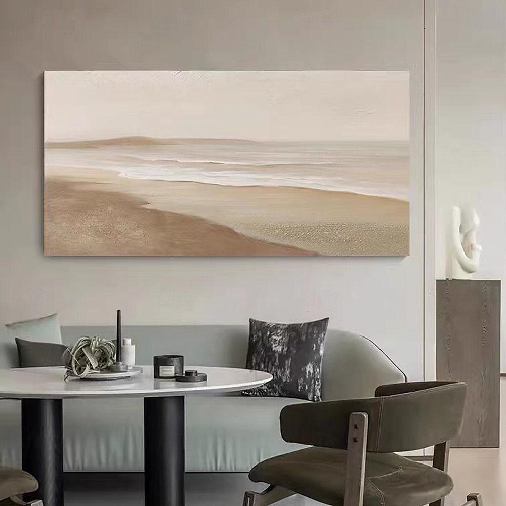 oljemålning wabi sabi målning handmålad stor beige konst brun 3d minimalistisk målning på duk brun 3d textur väggkonst neutral beige båge gipsmålning 2025 - $61.99 –P13