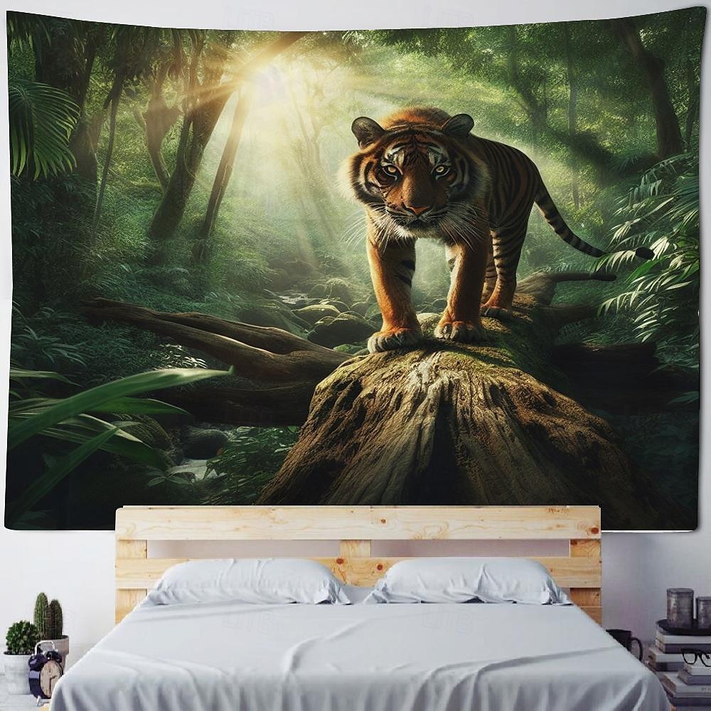 tigerskog hängande gobeläng väggkonst stor gobeläng väggmålning dekor fotografi bakgrund filt gardin hem sovrum vardagsrum dekoration 2025 - $16.99 –P5