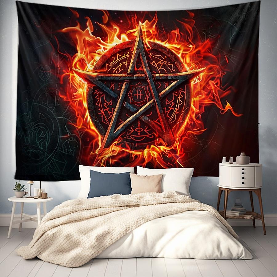 pentagram wicca wiccan pohanský psychedelický závěsný gobelín nástěnné umění velký gobelín nástěnná malba výzdoba fotografie pozadí přikrývka opona domácí ložnice dekorace obývacího pokoje 2025 - $17.99 –P16